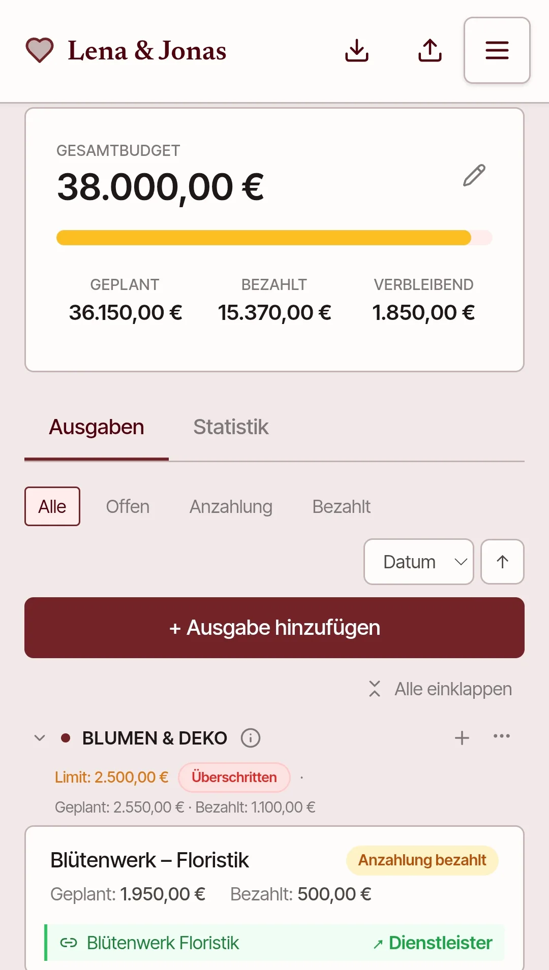 Budget — Screenshot