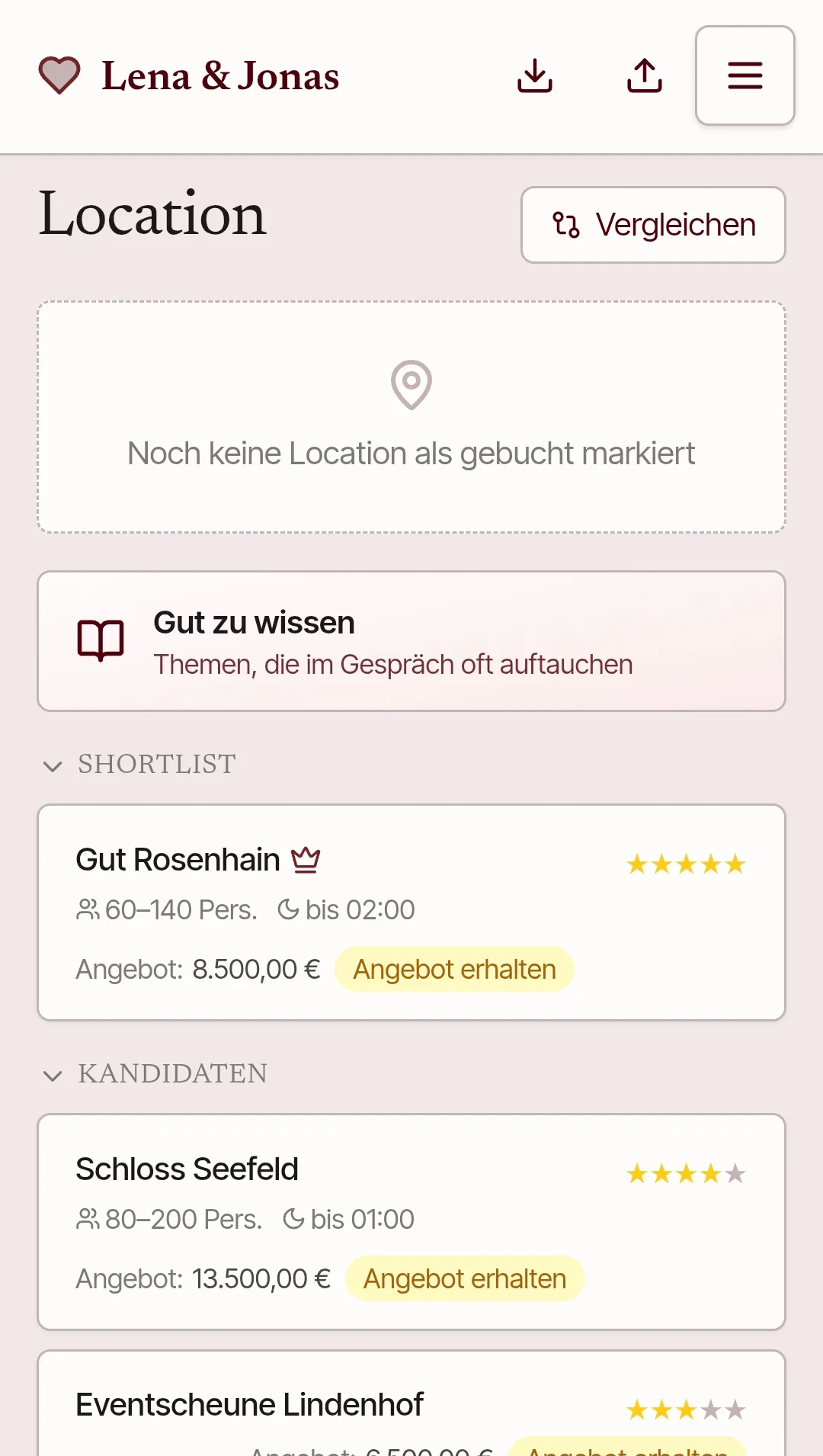 Vendors & venue — Screenshot